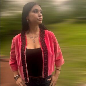 Vintage French pink velvet bolero jacket